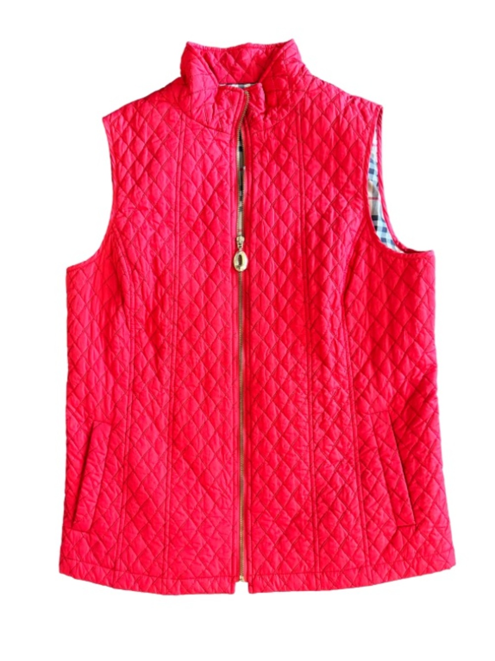 Flair Red Quilted Vest Plaid Lined Women’s Large ❤️✨